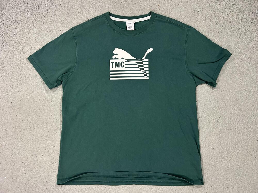 Puma Shirt Mens XL Green TMC Logo Graphic Tee T-Shirt Casual Crewneck Streetwear